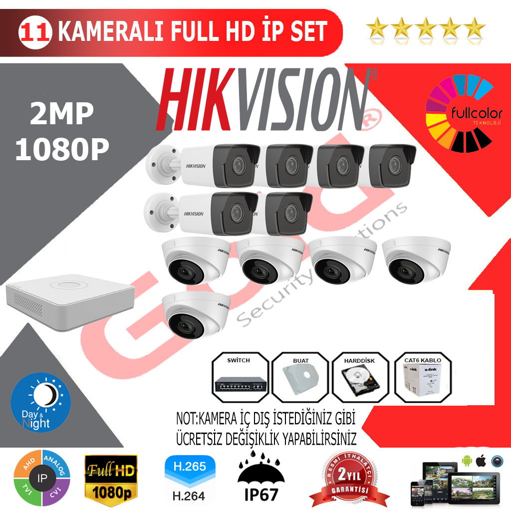 Hikvision 11'li İp-Kamera Montajlı