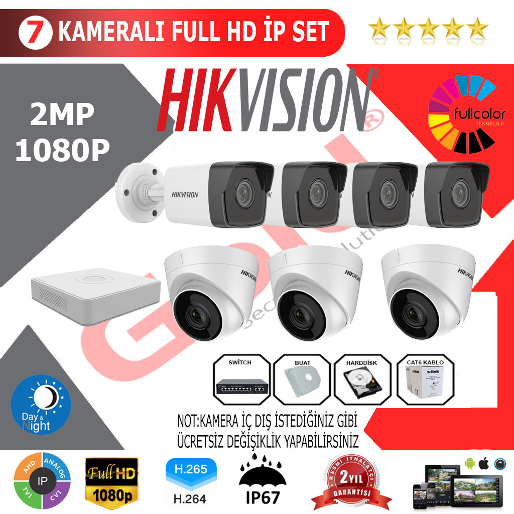 Hikvision 7'li İp Kamera Montajlı