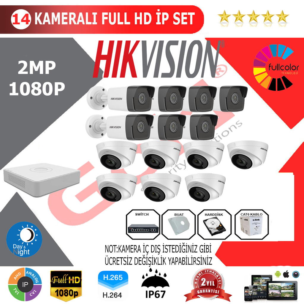 Hikvision İp 14'lu Kurulum Dahil