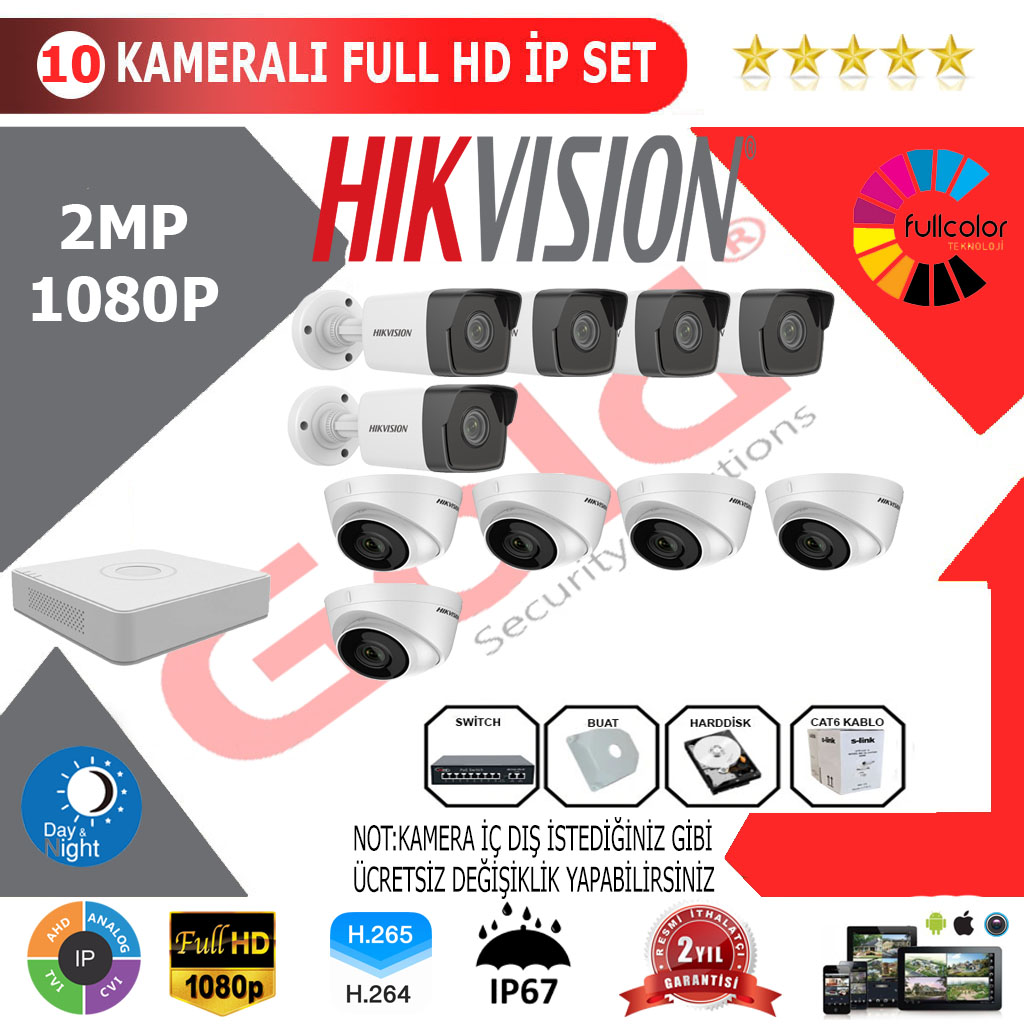 Hikvision 10'lu İp-Kamera Montajlı