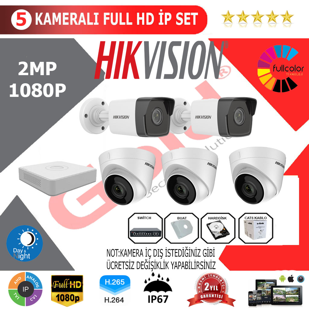 Hikvision 5'li İp Kamera Montajlı