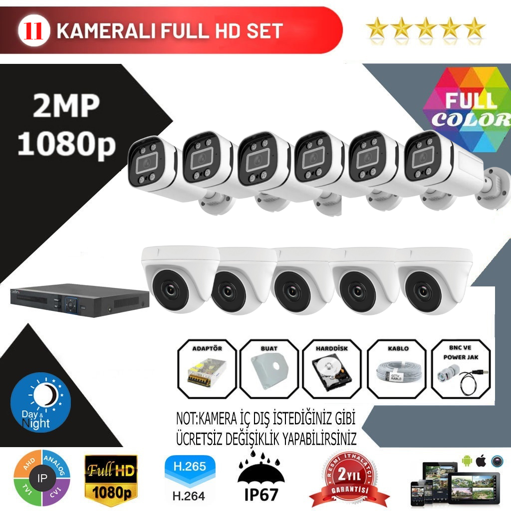 11 Kameralı 2MP Kurulum Dahil